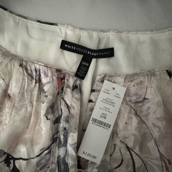 NWT $110 White House Black Market [ Plus 20W ] Silk Burnout Floral Blouses‎ - Picture 2 of 15